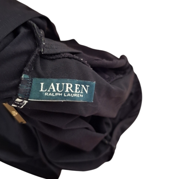 Lauren Ralph Lauren Black One Piece Ruffled Swimsuit M/L READ BEACHY Preppy - Picture 2 of 5